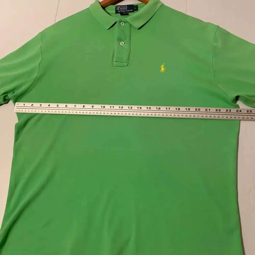 POLO BY RALPH LAUREN Men’s Green 2 Button Classic Fit Solid Cotton Polo Shirt Lg